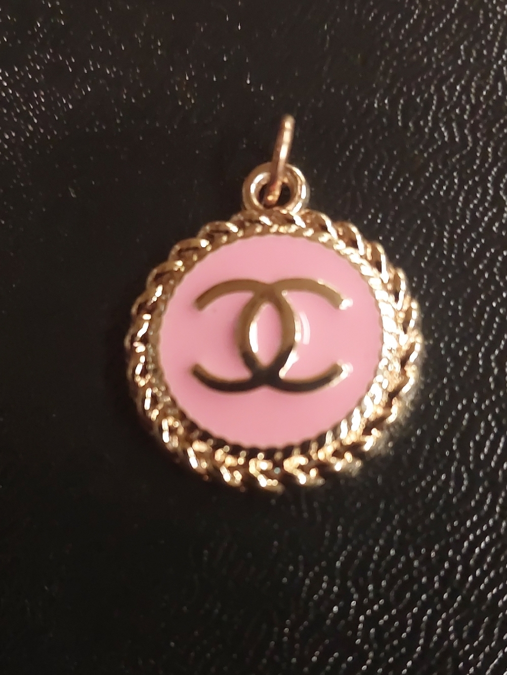 CC Pink & Gold Enamel CC Logo Charm Pendant